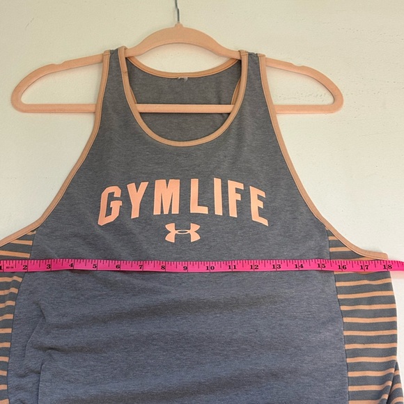 Under Armour Gym Life Gray and light orange/peach Gym Tank Top Size Large - Picture 6 of 7